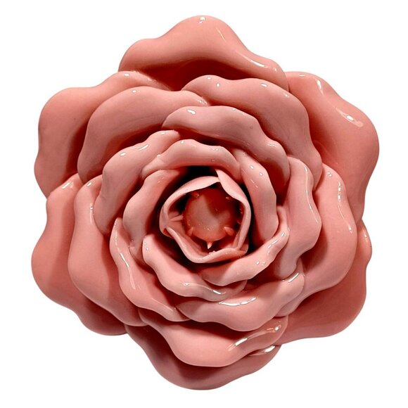Pottery Barn Kids Pink Cabbage Rose Ceramic Flower Finials Shabby Chic Cottage - Picture 8 of 11